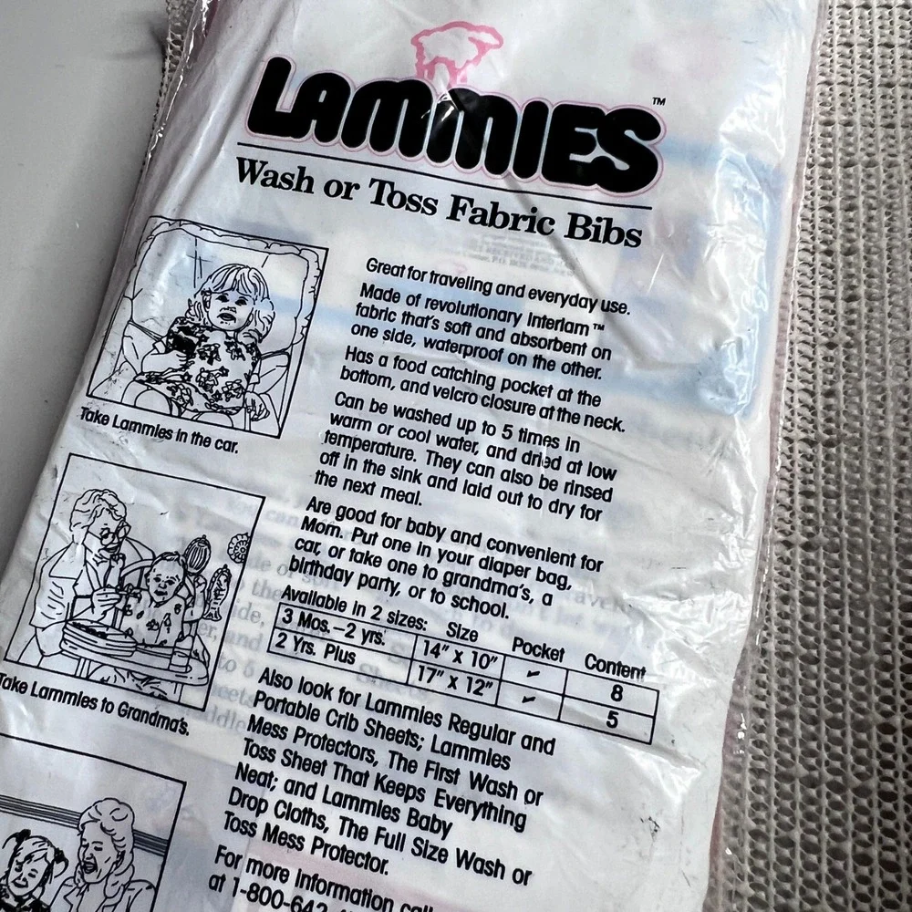 Vintage 1987 Playtex Disposable Bibs Lammies Fabric Bibs & Playpen Netting‎ Set